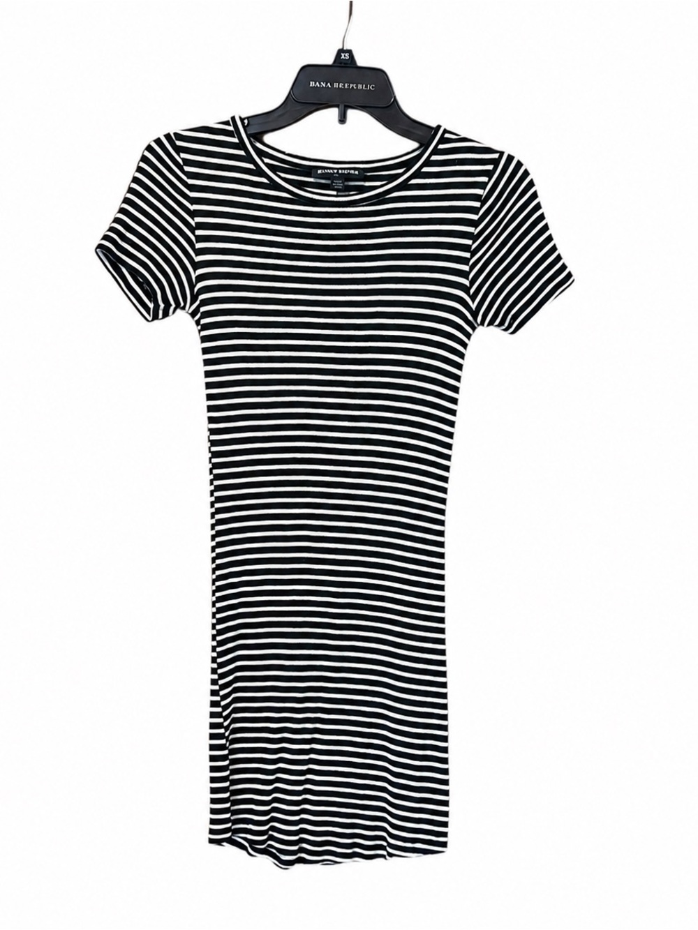 Brandy Melville Black White Striped Ribbed Knit Short Sleeve‎ T-Shirt Dress OS